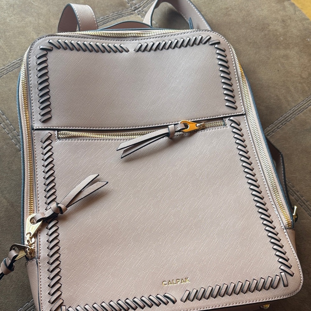 Calpak Taupe Whipstitch Mini Backpack